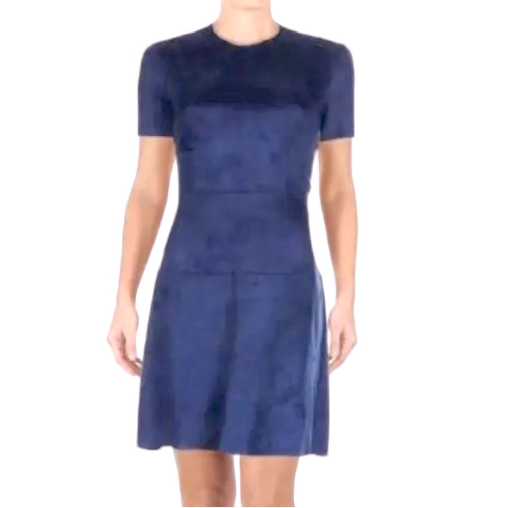 Catherine Maladrino Navy Blue Suede Dress - Size 12